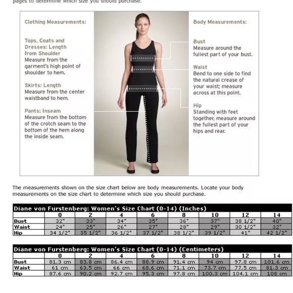 diane von furstenberg size chart